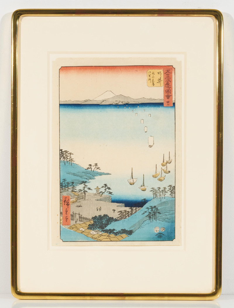 Utagawa Hiroshige - Arai: Ferry Boats Arriving at the Checkpoint