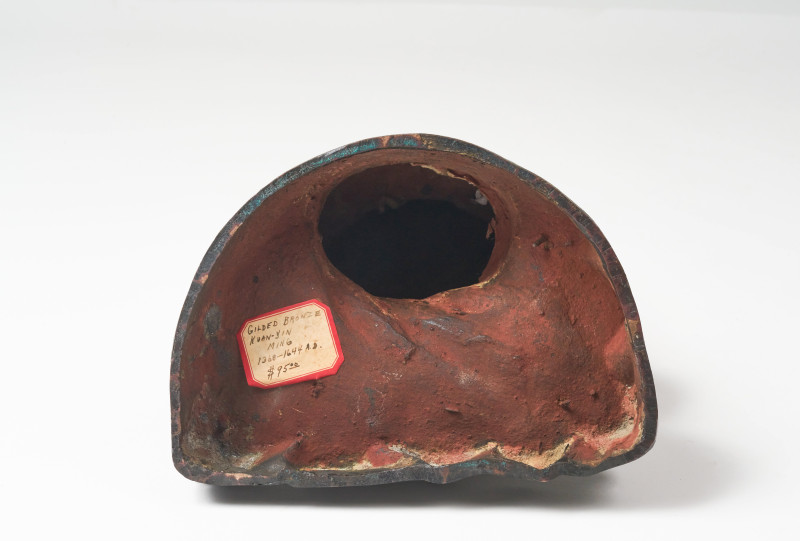 A Large Gilt Bronze and Polychrome Guanyin, 17th Century Ming Style, but likely 19th Century.