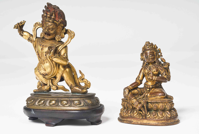 Four Small Gilt Bronze Sino-Tibetan Statues likely 19th century to early 20th century