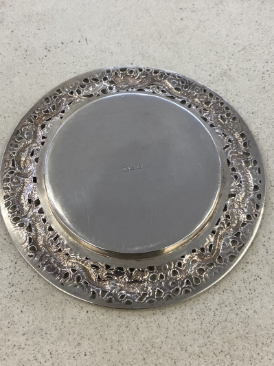 A Chinese Export Silver and Crystal Butter Dish with Knife c. 1940