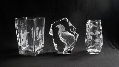 Glassmakers Including Orrefors - Grouping of Three Glass Works