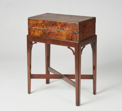 Unknown English Cabinetmaker - George III style mahogany lap desk on stand