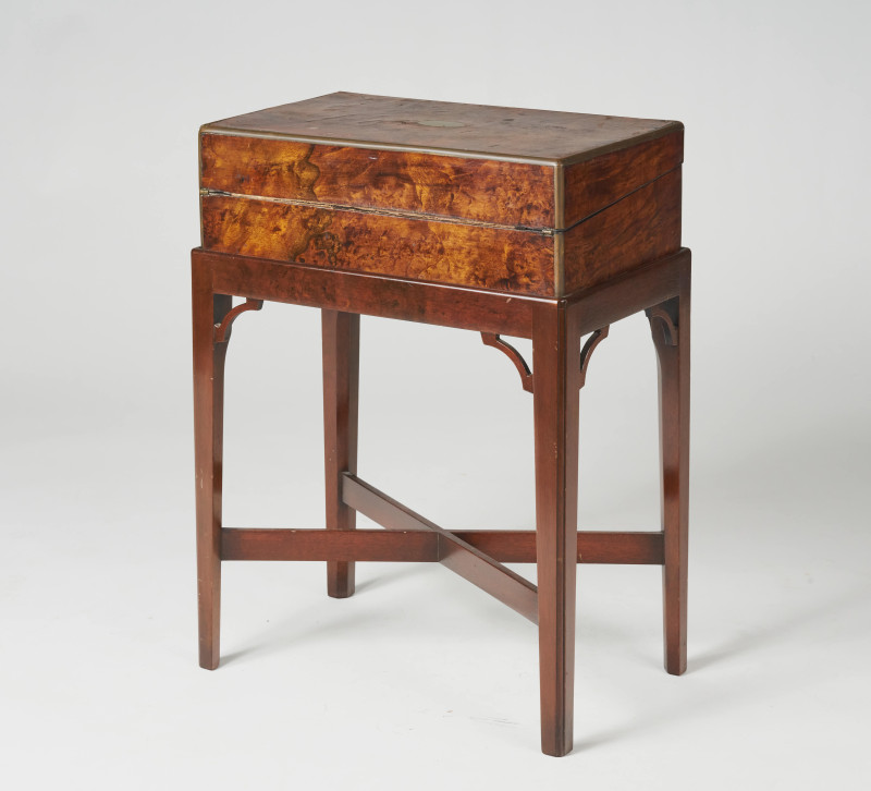Unknown English Cabinetmaker - George III style mahogany lap desk on stand
