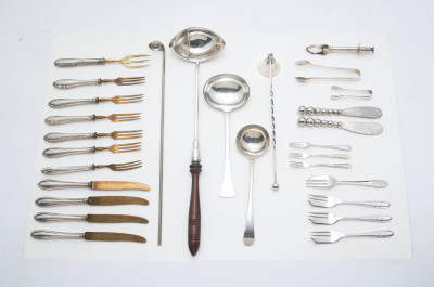 Assorted Silverware, Serving Pieces, and Place Card Holder Sets