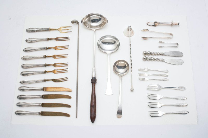 Assorted Silverware, Serving Pieces, and Place Card Holder Sets