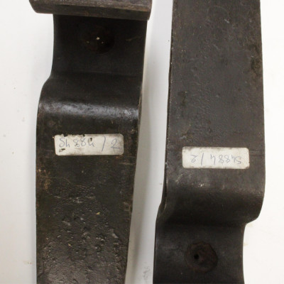 Pair Wrought Iron Andirons D&apos;Argenlieu c 1935