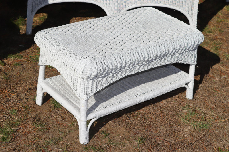 Vintage White Painted Wicker Porch Set