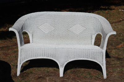 Vintage White Painted Wicker Porch Set