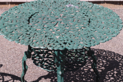 Vintage Cast Aluminum Outdoor Table Two Chairs