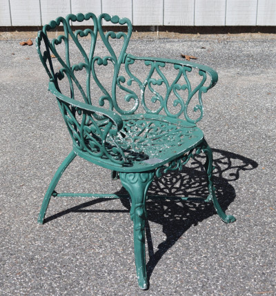 Vintage Cast Aluminum Outdoor Table Two Chairs