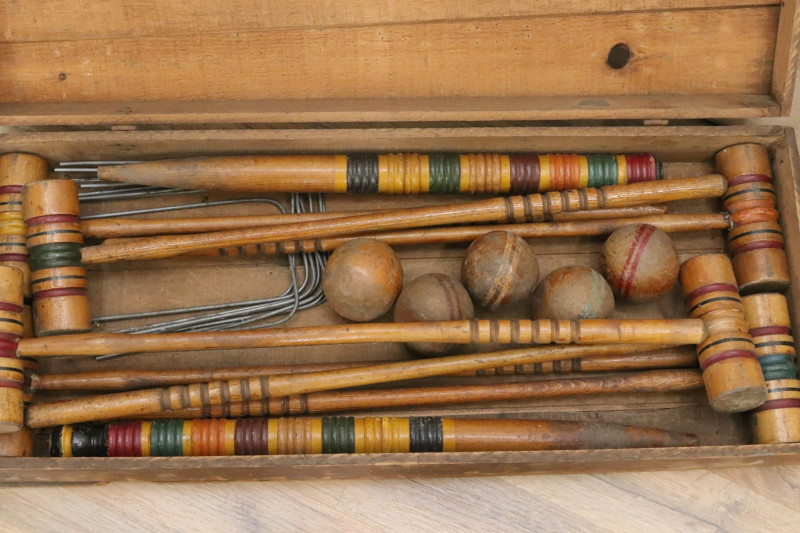 Vintage Lawn Games Sets: Croquet Bocce/Lawn Bowl