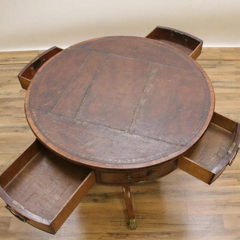 Late George III Mahogany Drum Table E 19th C