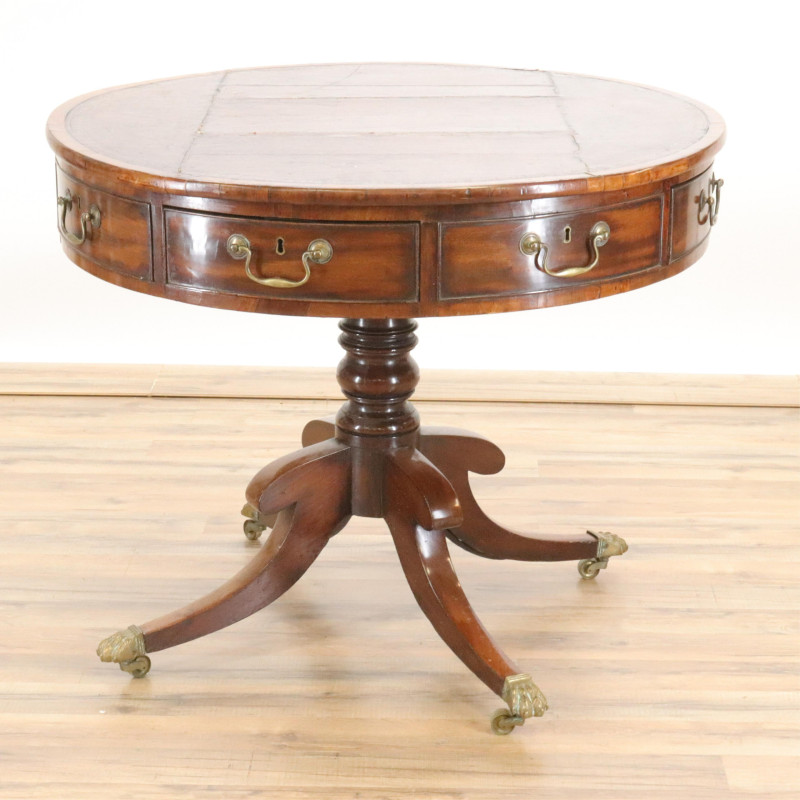 Late George III Mahogany Drum Table E 19th C