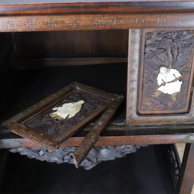 Japanese Inlaid Hardwood Etagere 19th C
