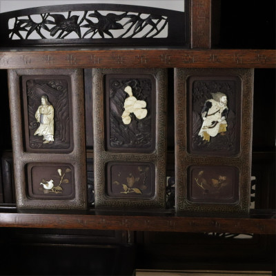 Japanese Inlaid Hardwood Etagere 19th C