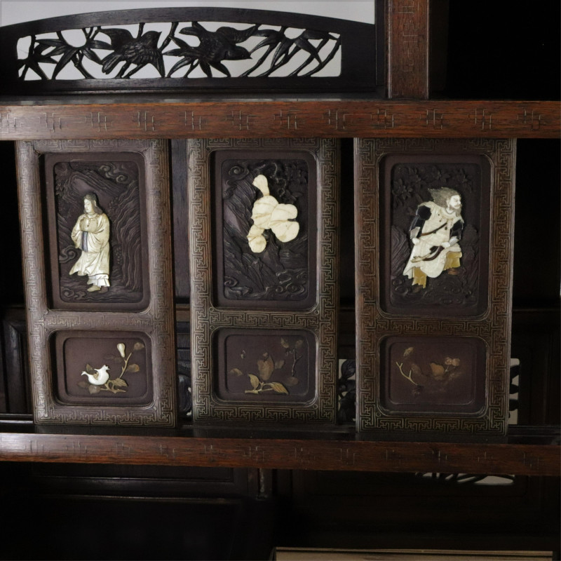 Japanese Inlaid Hardwood Etagere 19th C
