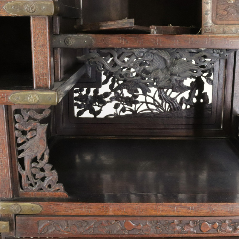 Japanese Inlaid Hardwood Etagere 19th C