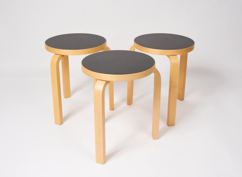Alvar Aalto - Trio of Bentwood Stools for Artek - 'Model 60'