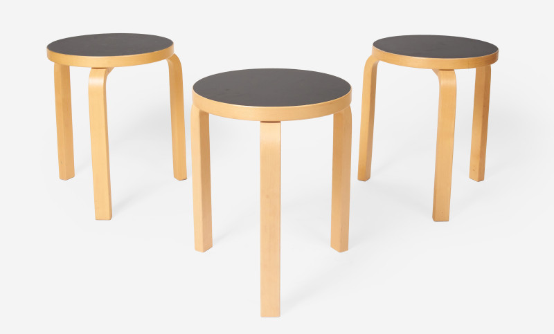 Alvar Aalto - Trio of Bentwood Stools for Artek - 'Model 60'
