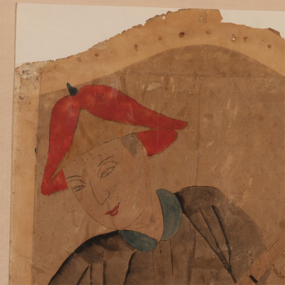 Pair of Chinese Watercolors Court Figures