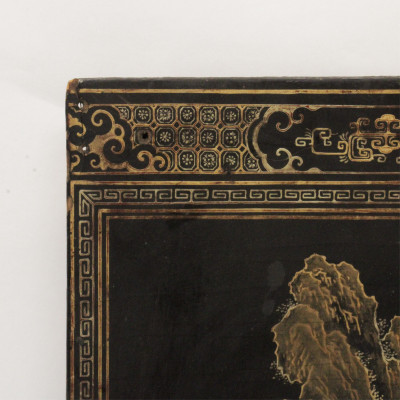 Chinese Gilt Decorated Black Lacquer Panel 19th C