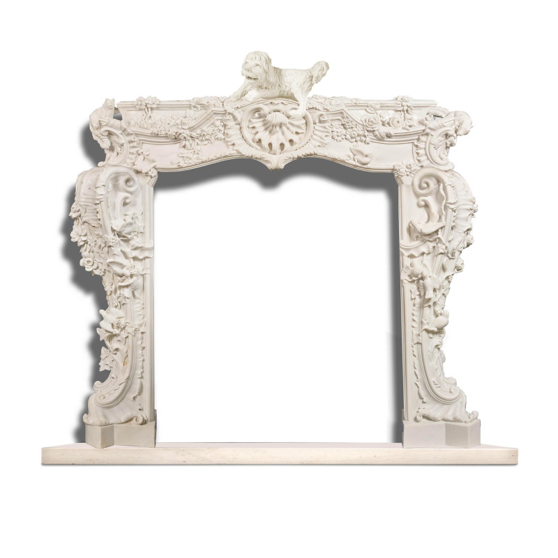 Lodovico Bertoni Workshop - Late Baroque Style Hand Carved Marble Mantel