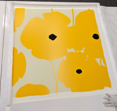 Donald Sultan Blue and White Poppies Red and White Poppies Silver and White Poppies Yellow and White Poppies (Suite of 4)