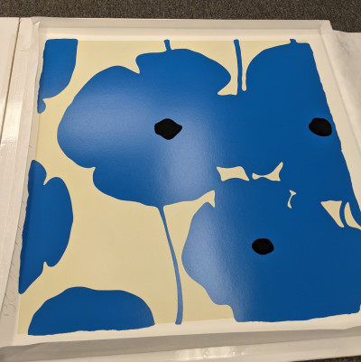 Donald Sultan Blue and White Poppies Red and White Poppies Silver and White Poppies Yellow and White Poppies (Suite of 4)