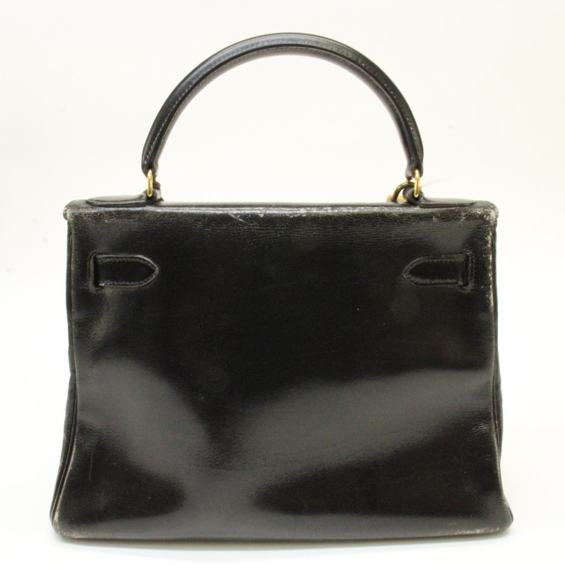 【HERMES】vintage pierce Hermès Vintage Brown Box Calfskin Kelly 35