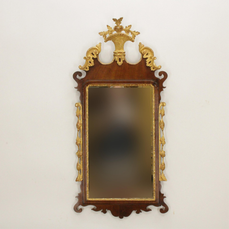 George III Parcel Gilt Scroll Cut Mirror 18th C