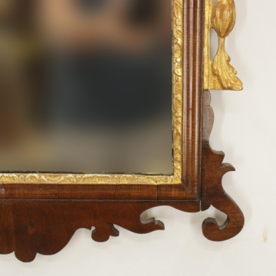 George III Parcel Gilt Scroll Cut Mirror 18th C
