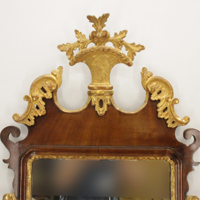 George III Parcel Gilt Scroll Cut Mirror 18th C