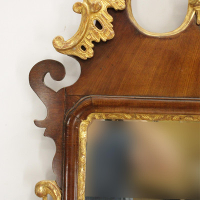 George III Parcel Gilt Scroll Cut Mirror 18th C