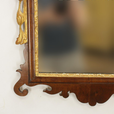 George III Parcel Gilt Scroll Cut Mirror 18th C