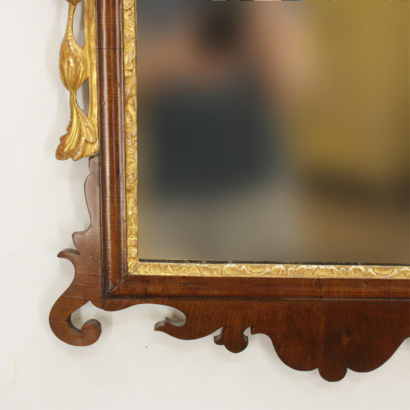 George III Parcel Gilt Scroll Cut Mirror 18th C