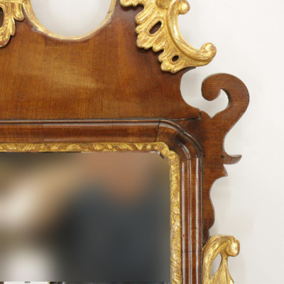 George III Parcel Gilt Scroll Cut Mirror 18th C