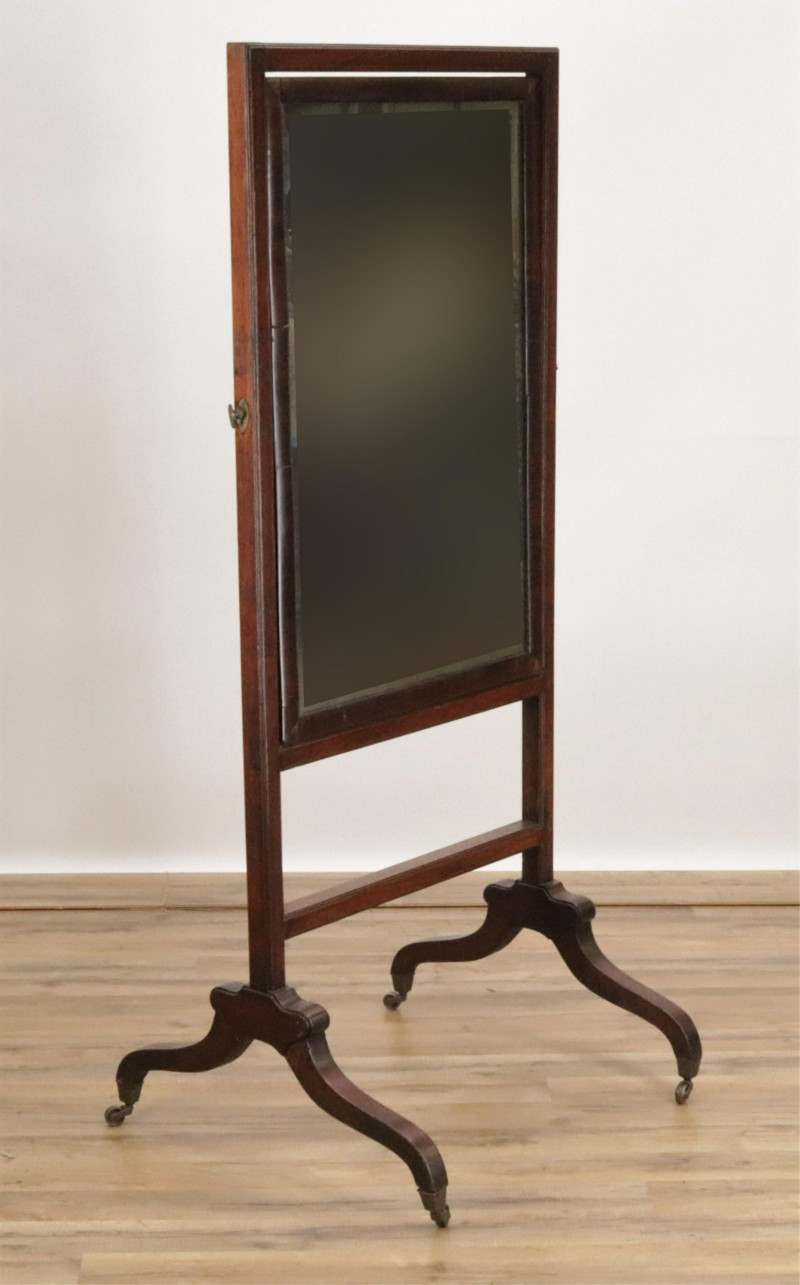 Late George III Mahogany Cheval Mirror E 19th C