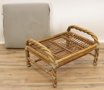 Pair Vintage McGuire Twist Chairs/Ottoman