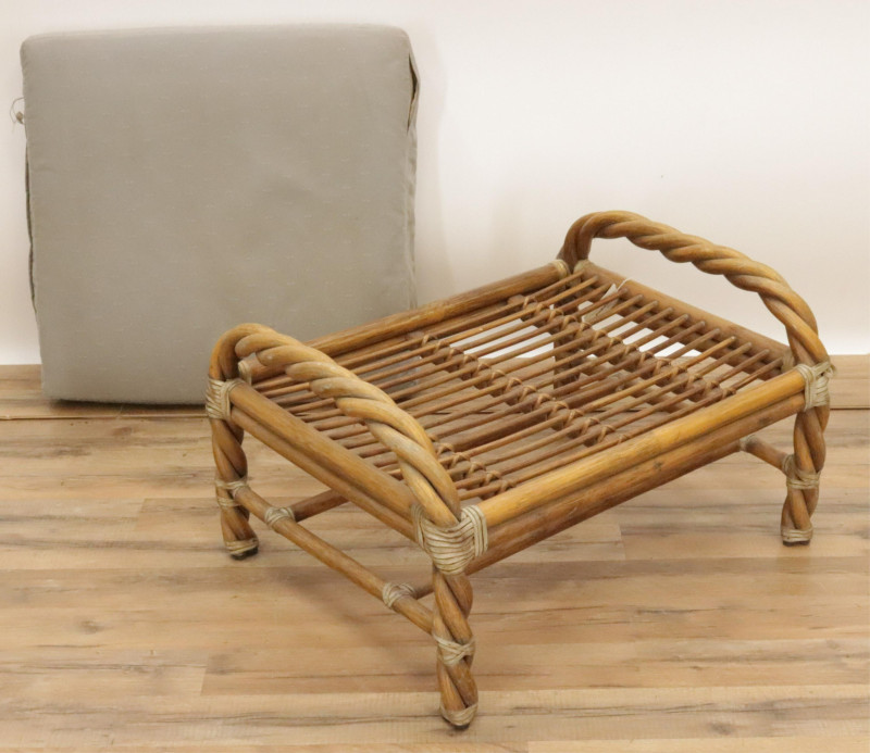 Pair Vintage McGuire Twist Chairs/Ottoman