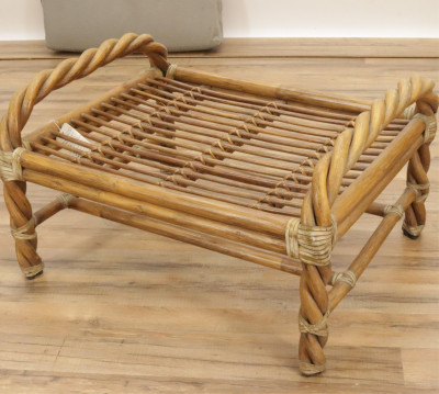 Pair Vintage McGuire Twist Chairs/Ottoman