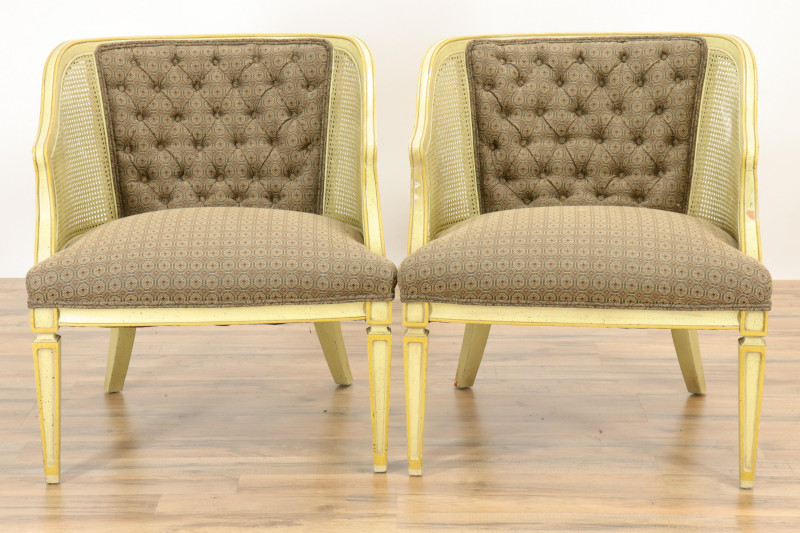 Pair of Vintage Midcentury Modern Wood/Cane Chairs