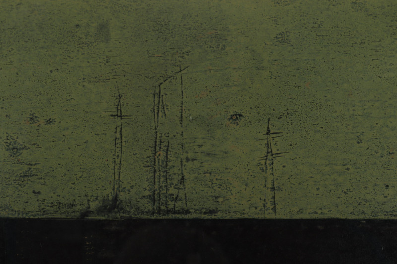 Robert Freimark 'Freight Yard' 1956 Color Woodcut