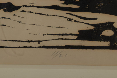 Robert Freimark 'Freight Yard' 1956 Color Woodcut