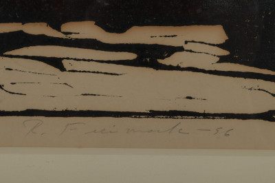 Robert Freimark 'Freight Yard' 1956 Color Woodcut