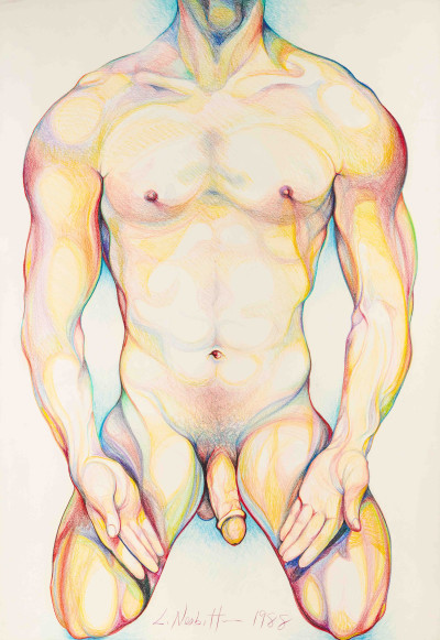Image for Lot Lowell Nesbitt - Polychrome Male Nude (Palms Upturned)