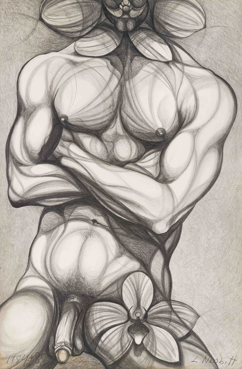 Lowell Nesbitt - Untitled (Nude with Flower)