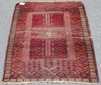 Tekke Turkoman Bokhara Rug 4&apos;2&apos; x 4&apos;8&apos; E 20th C