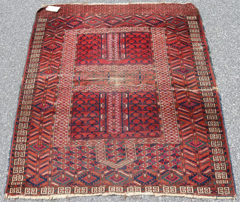 Tekke Turkoman Bokhara Rug 4&apos;2&apos; x 4&apos;8&apos; E 20th C