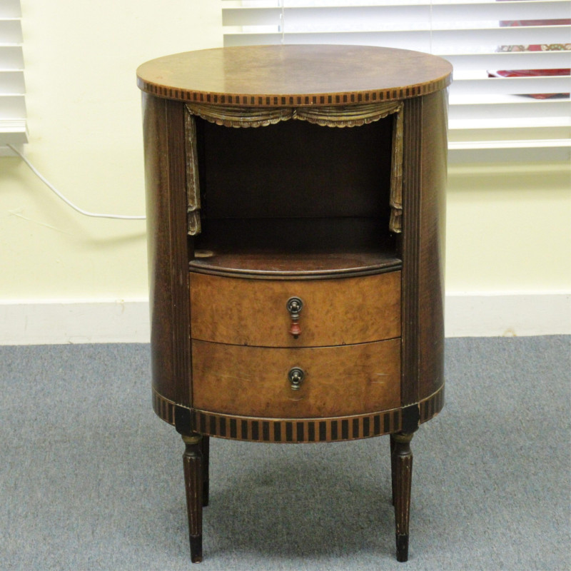 Whimsical Oval Two Drawer Stage Curtain Side Table