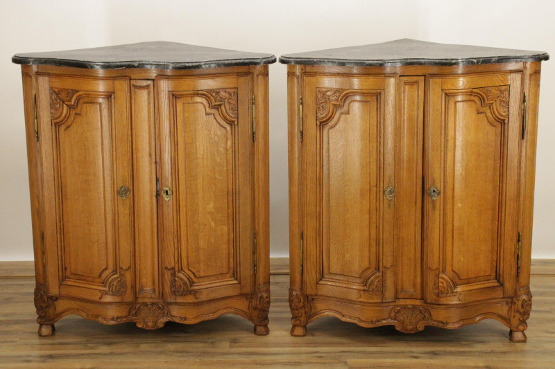 Pr French Provincial Style Corner Cabinets 19th C